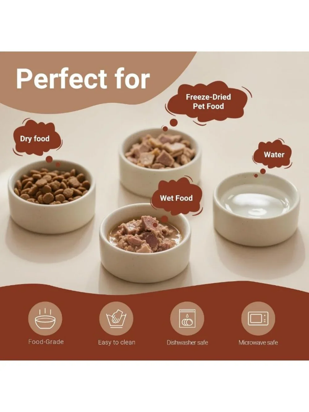 Elevated Ceramic Dog & Cat Bowls with Bamboo Stand - 27oz Pet Feeding Station